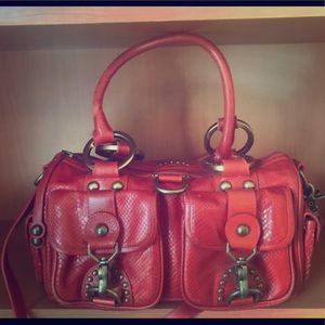 Isabella Fiore authentic red leather handbag Y2K RARE!